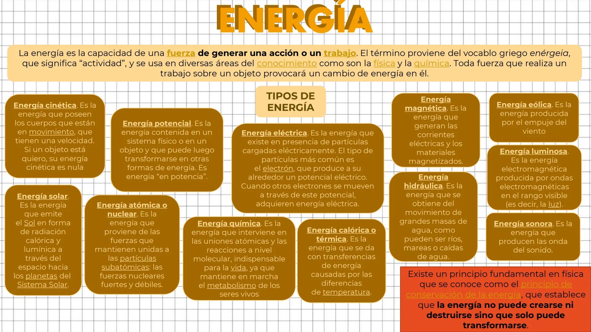 # ENERGIA
La energía es la capacidad de una fuerza de generar una acción o un trabajo. El término proviene del vocablo griego enérgeia,
que