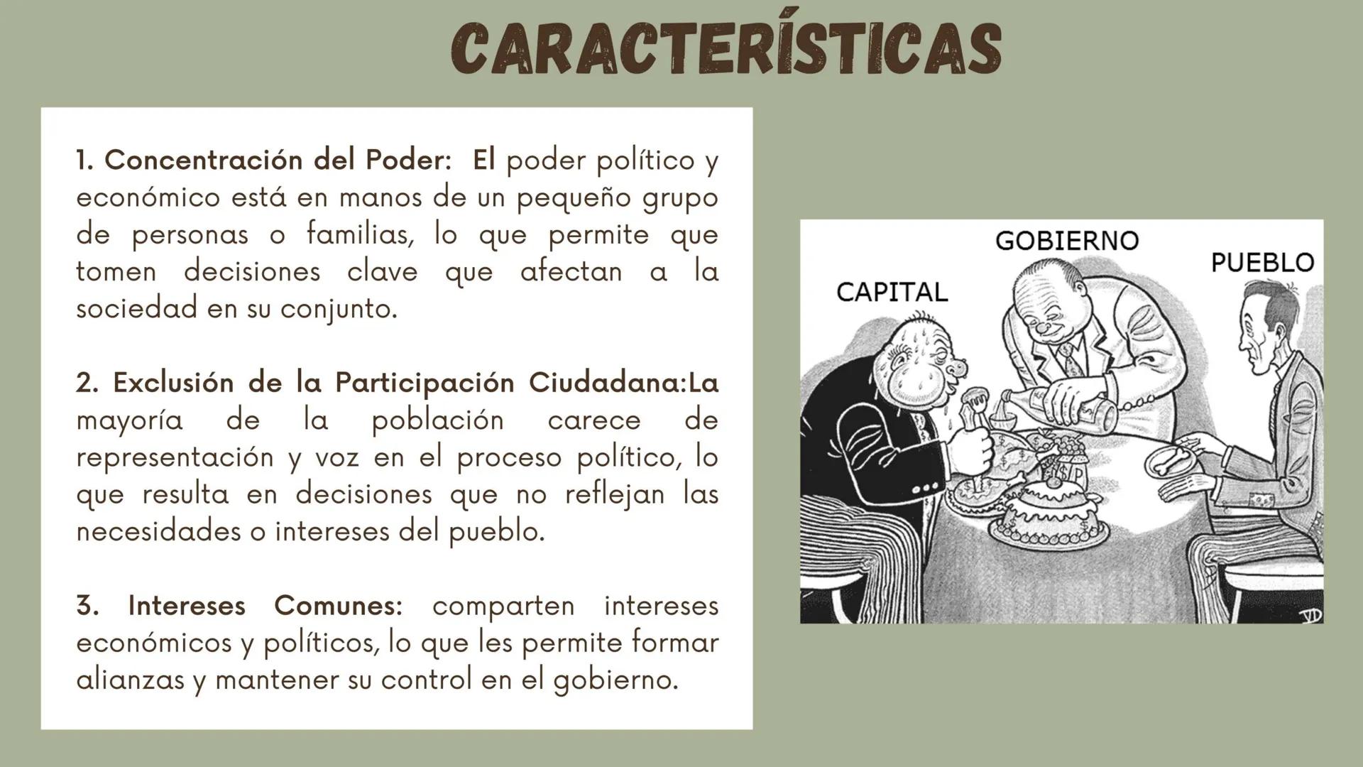 # OLIGARQUÍA # ¿QUÉ ES LA OLIGARQUÍA?
Es un sistema político en el que el
poder es controlado por un
pequeño grupo de personas.
Proviene d