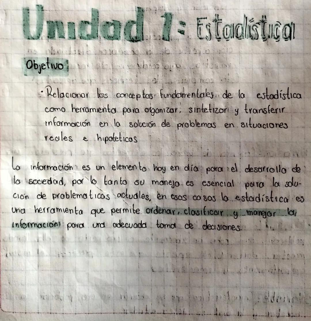 # Unidad 1: Estoralistuçan
Objetivo
* Relacionar los conceptos, fundamentales de la estadística
como herramienta para organizar, sinteti