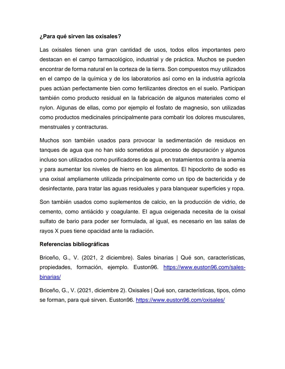 # SALES BINARIAS
Las sales binarias son un tipo de especie iónica que cumplen un papel de suma
importancia dentro del campo de la química y
