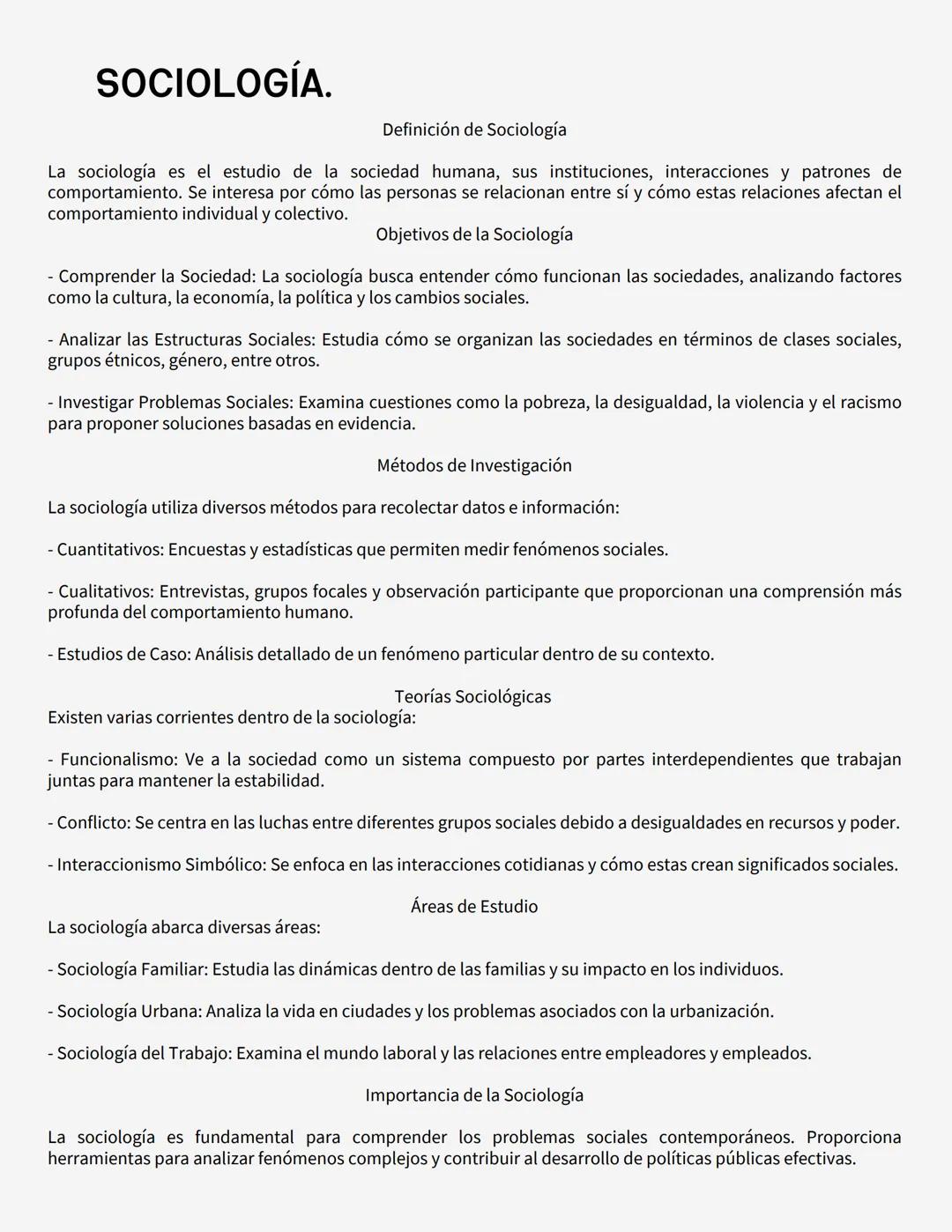 # SOCIOLOGÍA.
Definición de Sociología
La sociología es el estudio de la sociedad humana, sus instituciones, interacciones y patrones de
c
