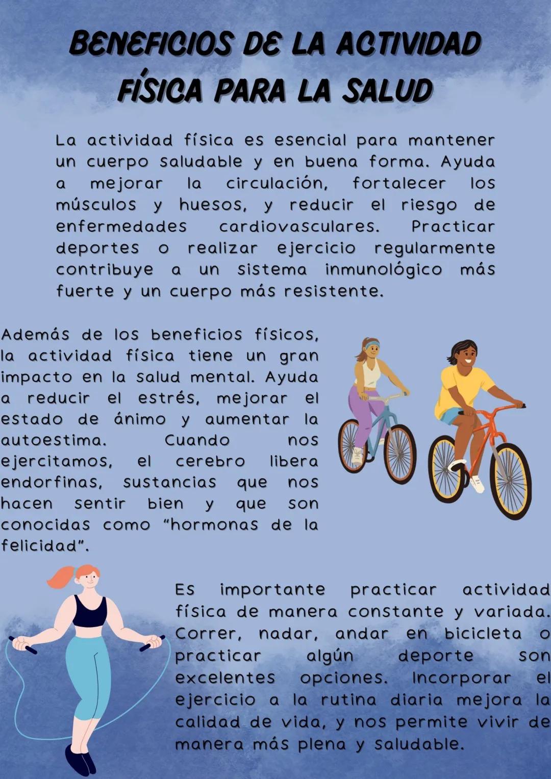 # BENEFICIOS DE LA ACTIVIDAD
# FÍSICA PARA LA SALUD
La actividad física es esencial para mantener
un cuerpo saludable y en buena forma. Ayu