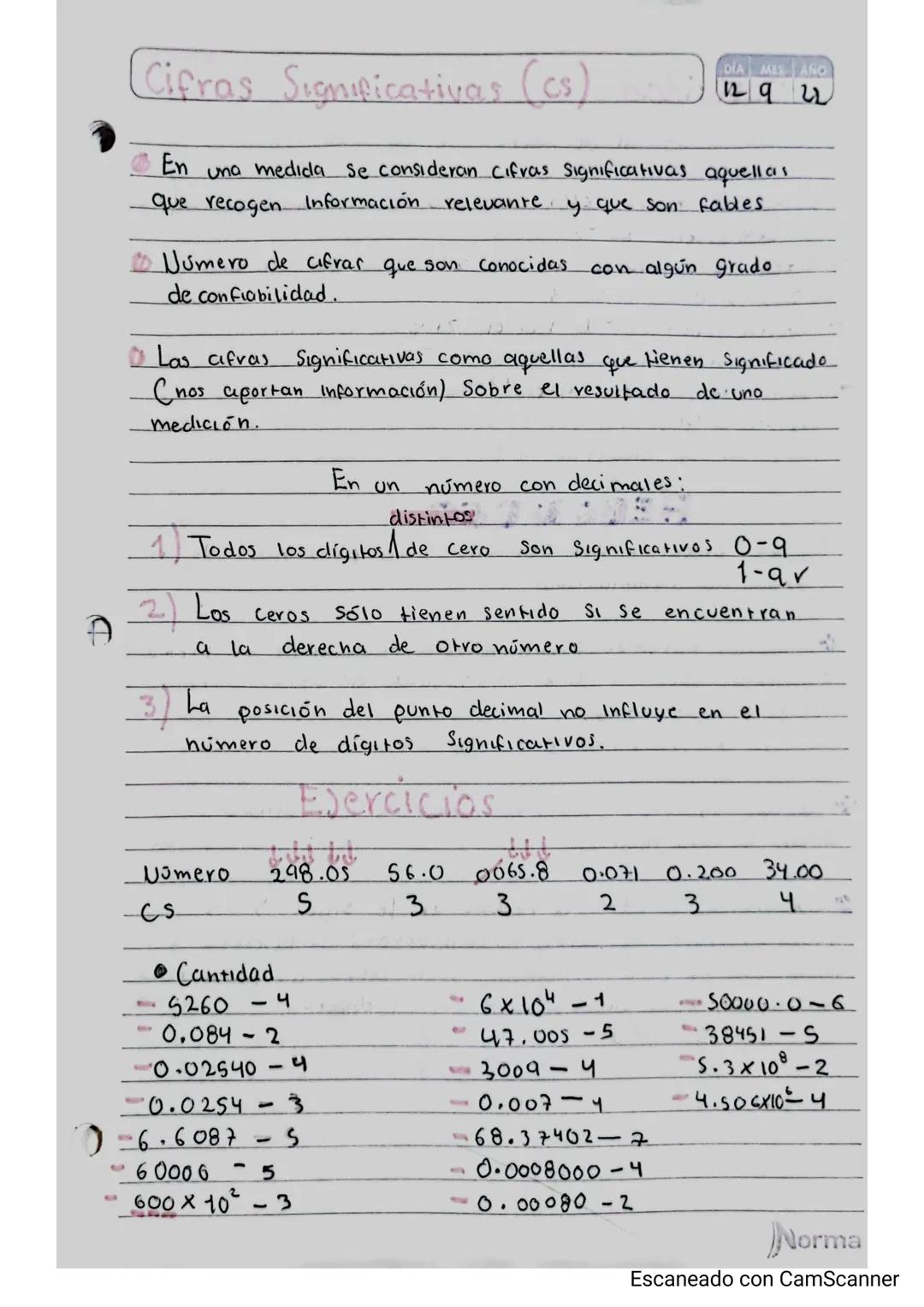 Cifras Significativas (cs)
DIA MES ANG
12922
En una medida se consideran cifras significativas aquellas
que recogen Información relevante