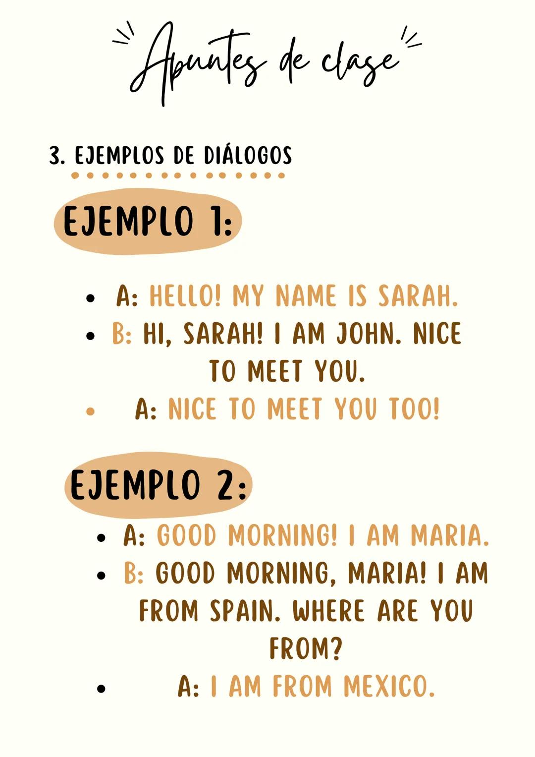 SALUDOS Y PRESENTACIONES EN
INGLES
"Apuntes de clase
1. SALUDOS COMUNES
HELLO: HOLA
• HI: HOLA (MÁS INFORMAL)
• GOOD MORNING: BUENOS
DÍAS (H