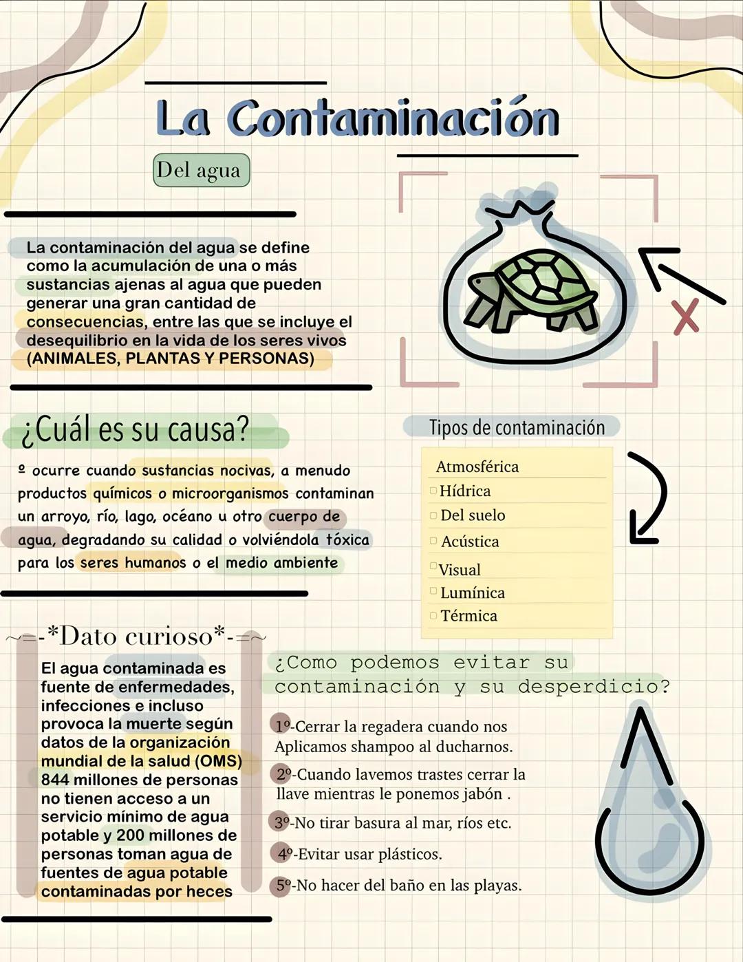 # La Contaminación
Del agua
La contaminación del agua se define
como la acumulación de una o más
sustancias ajenas al agua que pueden
gene