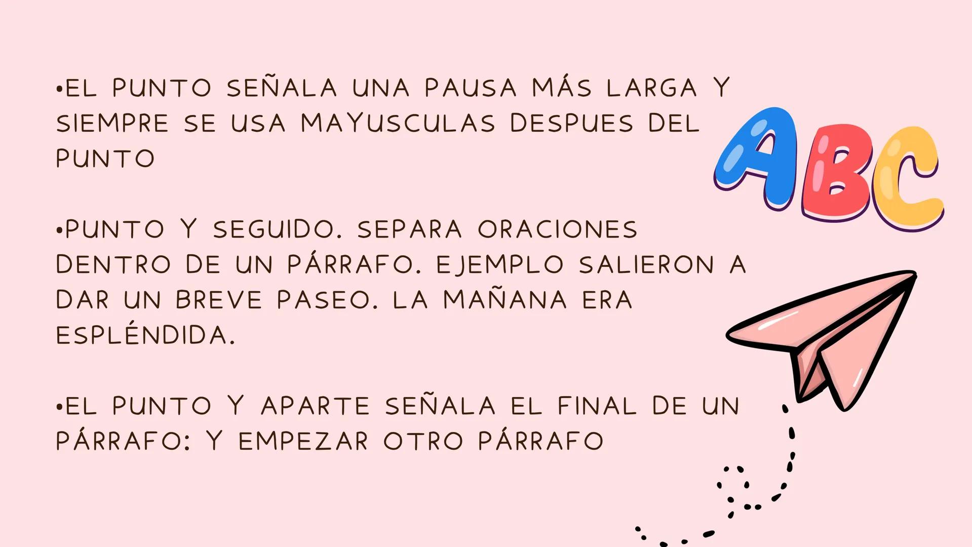 SIGNOS DE
PUNTUACIÓN
?! USO DE LA COMA
•LA COMA ES UNA PAUSA BREVE EN LA LECTURA Y SE EMPLEA
PARA:
• 1. PARA SEPARAR DOS O MAS PALABRAS O FR
