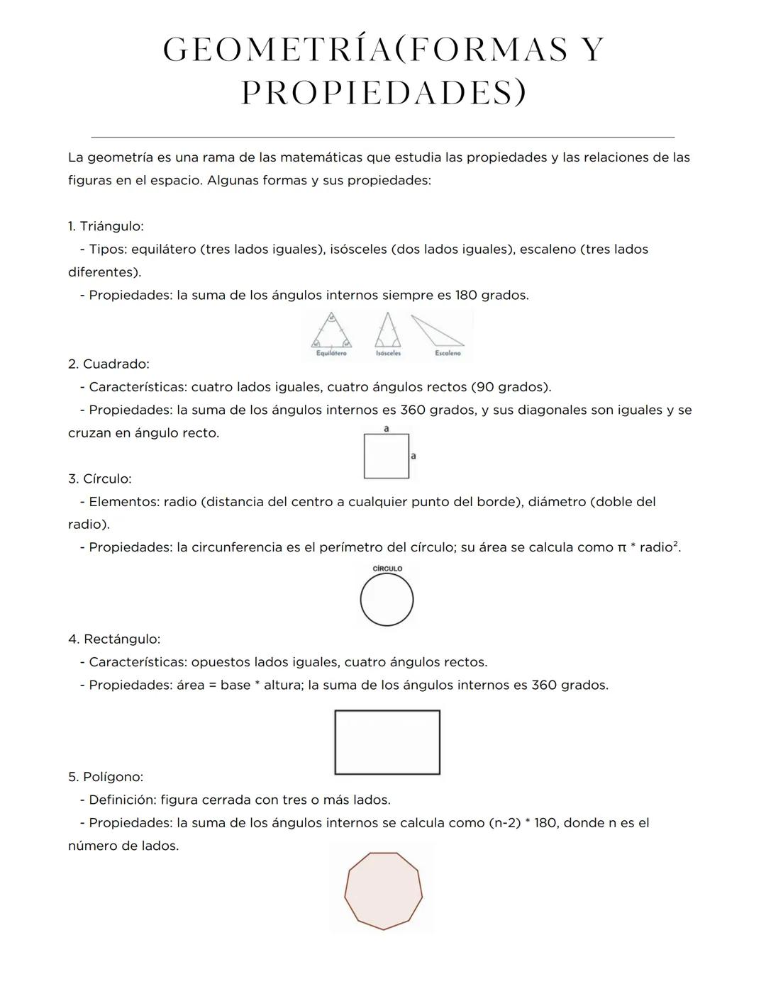 # GEOMETRÍA(FORMAS Y
PROPIEDADES)
La geometría es una rama de las matemáticas que estudia las propiedades y las relaciones de las
figuras e