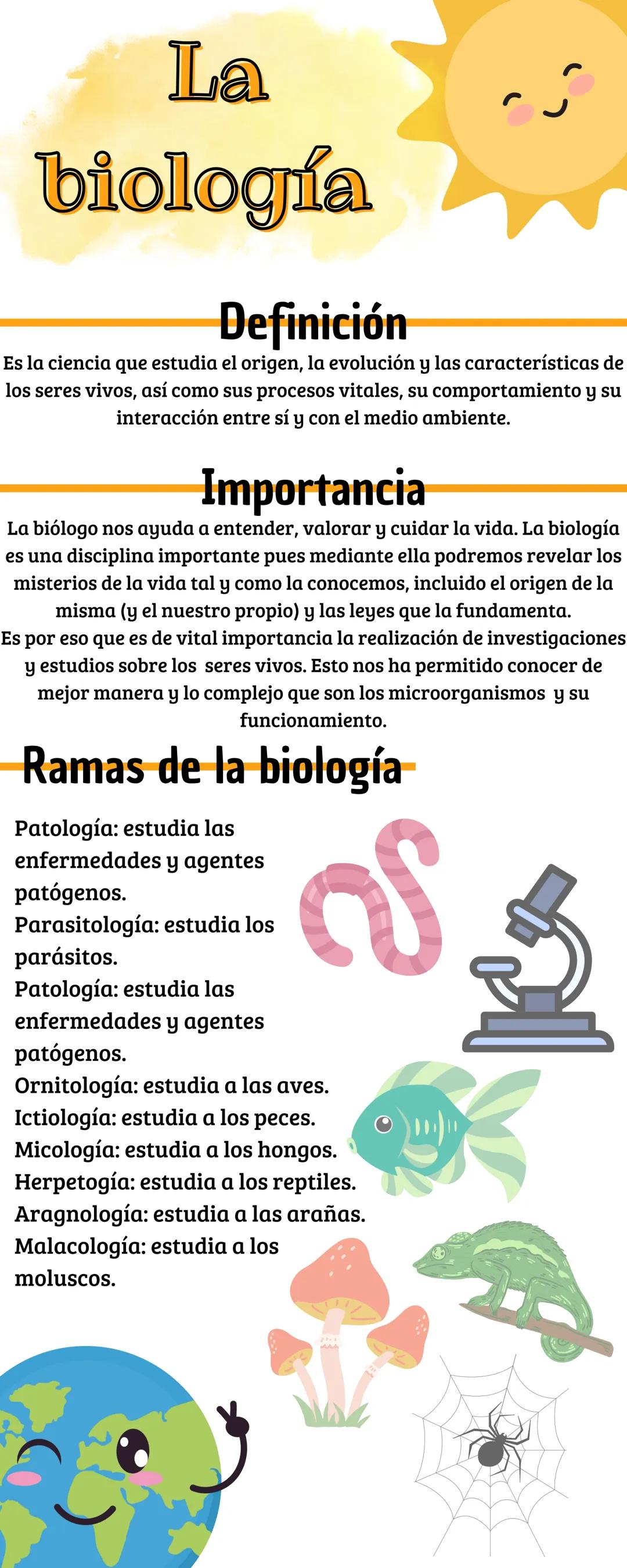 # La
biología
## Definición
Es la ciencia que estudia el origen, la evolución y las características de
los seres vivos, así como sus proc