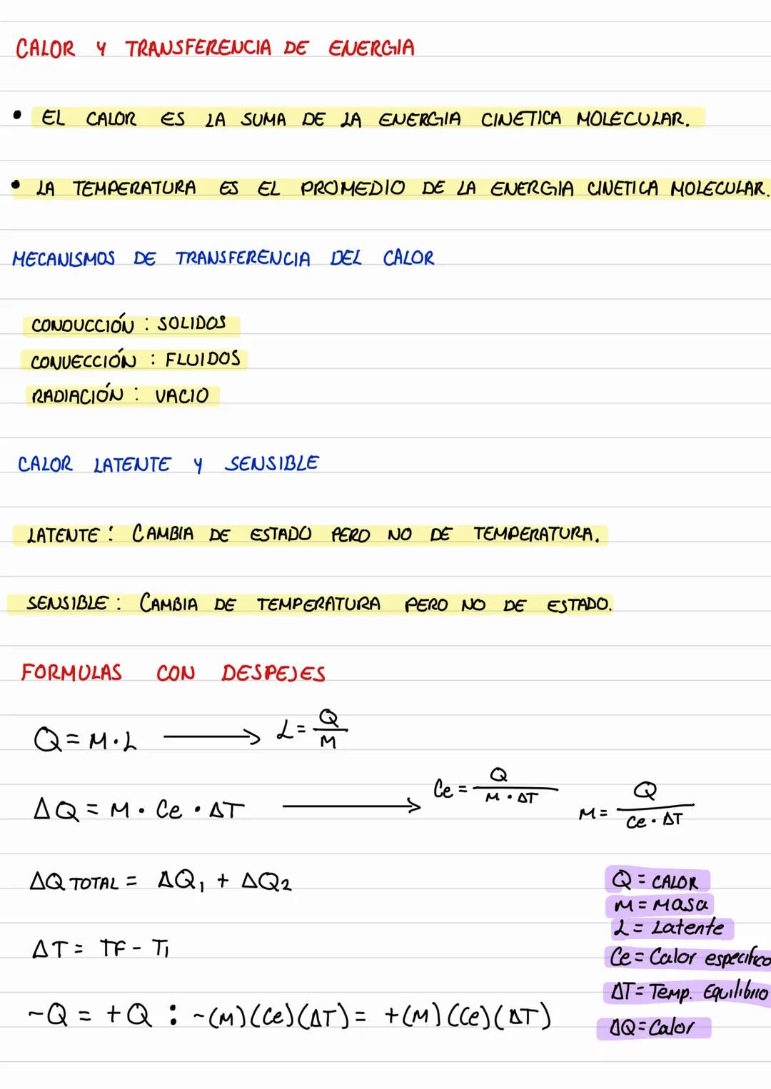 CALOR Y TRANSFERENCIA DE ENERGIA
EL CALOR ES LA SUMA DE LA ENERGIA CINETICA MOLECULAR.
• LA TEMPERATURA ES EL PROMEDIO DE LA ENERGIA CINETIC
