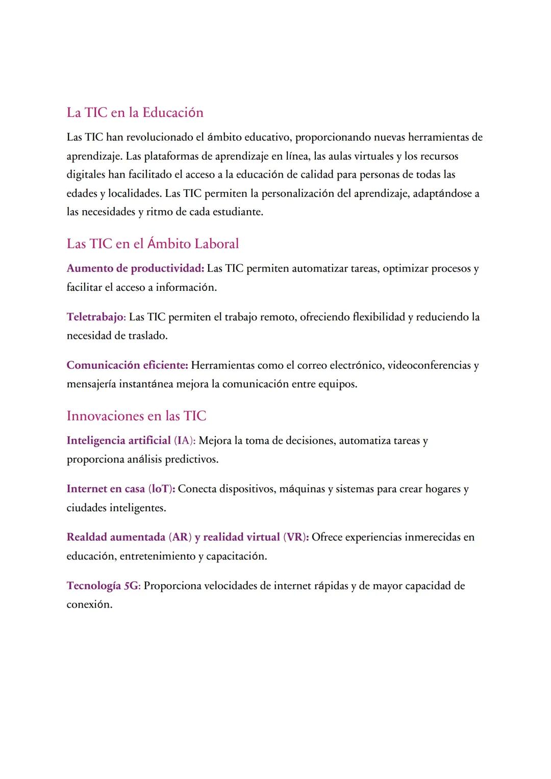 # Técnicas de la Información y Comunicación
Cuando hablamos de la tecnología de la información y comunicación (TIC) nos
referimos al conjun