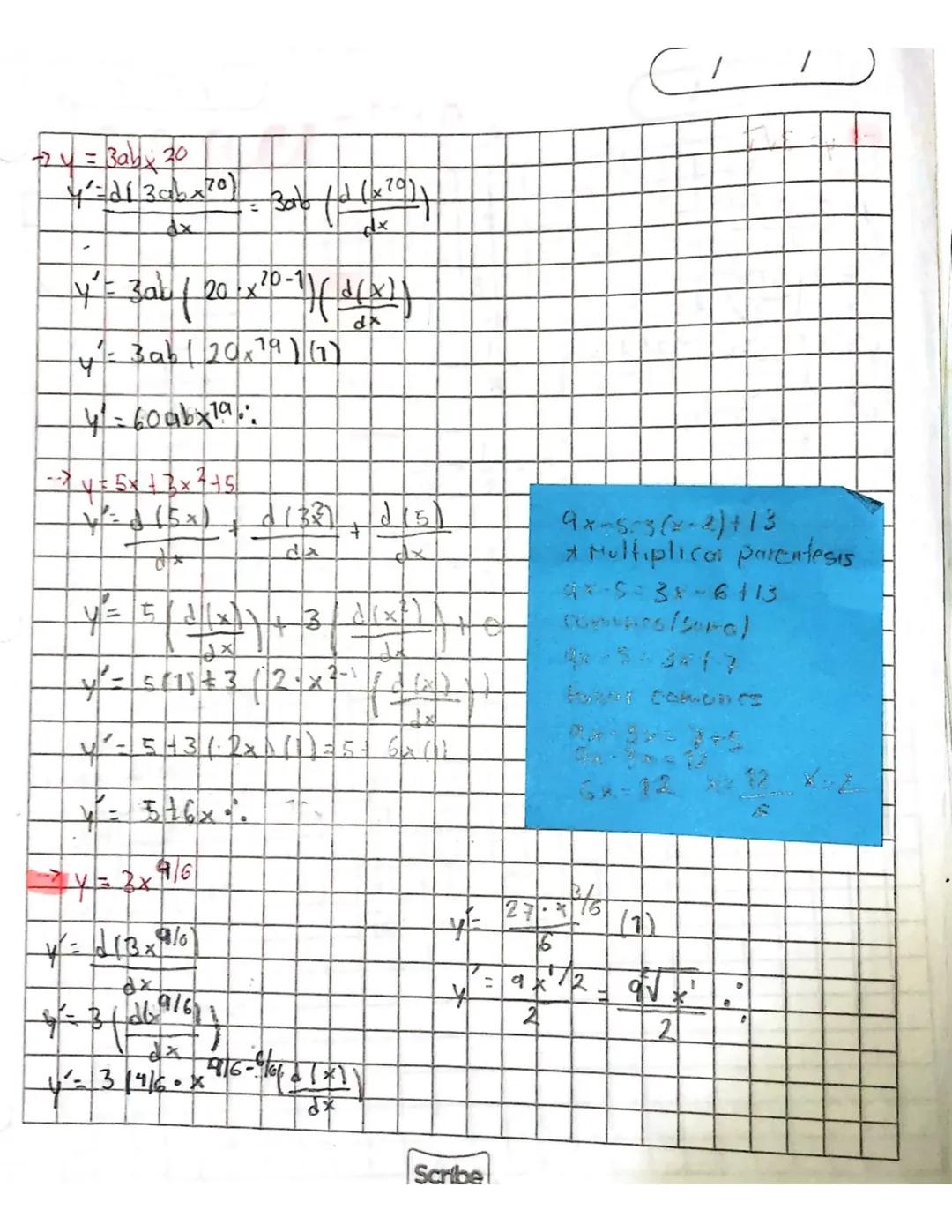 /
/
# Deli Vadas
Las derivadas son reglas matemáticos que sirven para cotudiar las funcionas.
Es degir:
- Lo derivada de una función es e