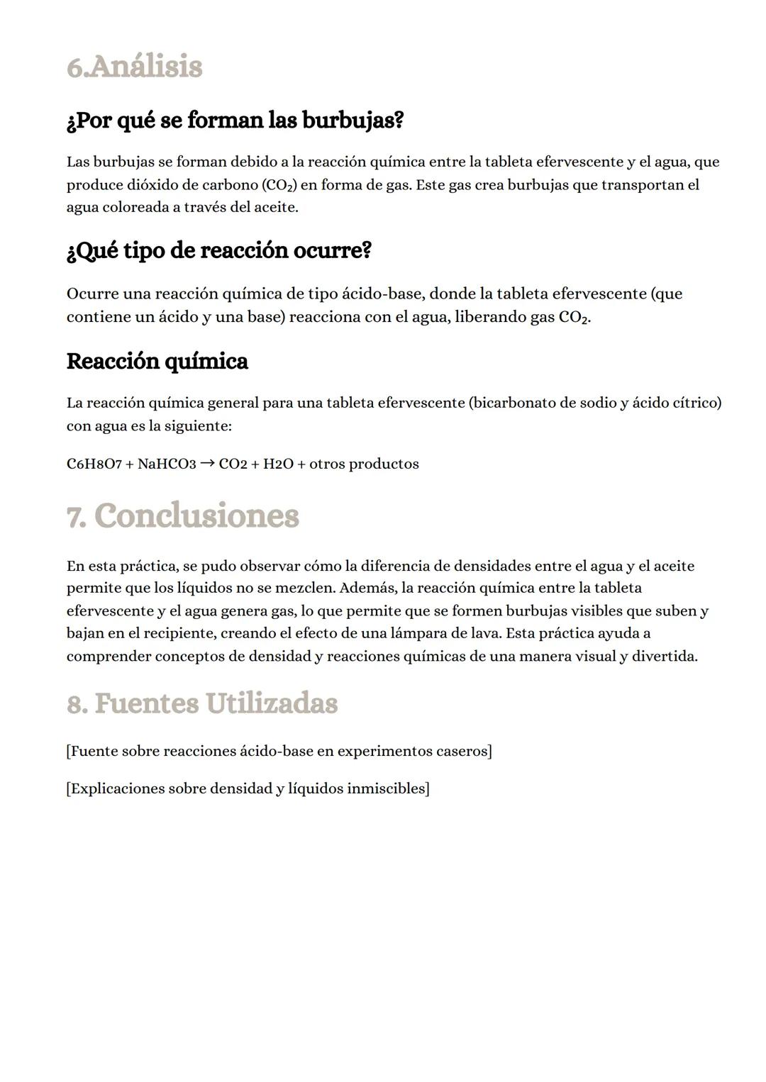 Lámpara de lava
Objetivo
El objetivo de esta práctica es crear una lámpara de lava casera y comprender el proceso químico
que genera el ef