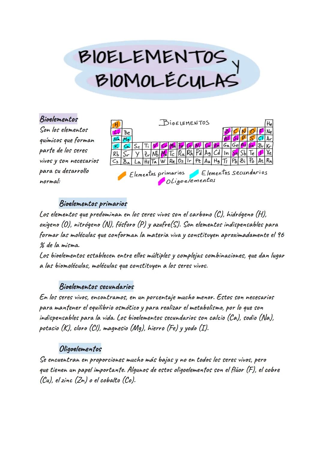 Bioelementos y biomoléculas
