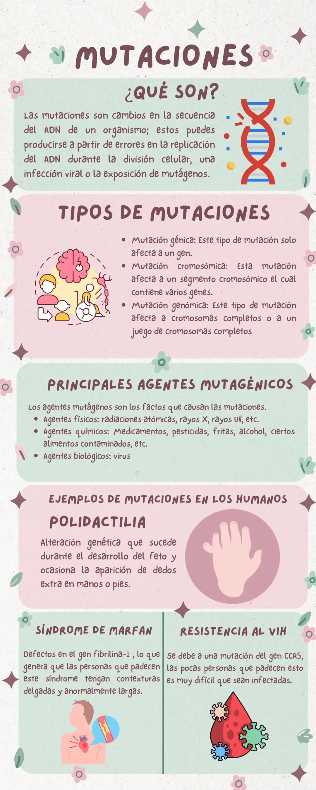 # MUTACIONES
## ¿QUÉ SON?
Las mutaciones son cambios en la secuencia
del ADN de un organismo; estos puedes
producirse a partir de errores