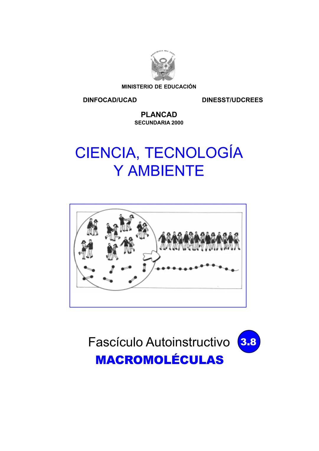 MINISTERIO DE EDUCACIÓN
DINFOCAD/UCAD
DINESST/UDCREES
PLANCAD
SECUNDARIA 2000
CIENCIA, TECNOLOGÍA
Y AMBIENTE
Fascículo Autoinstructivo