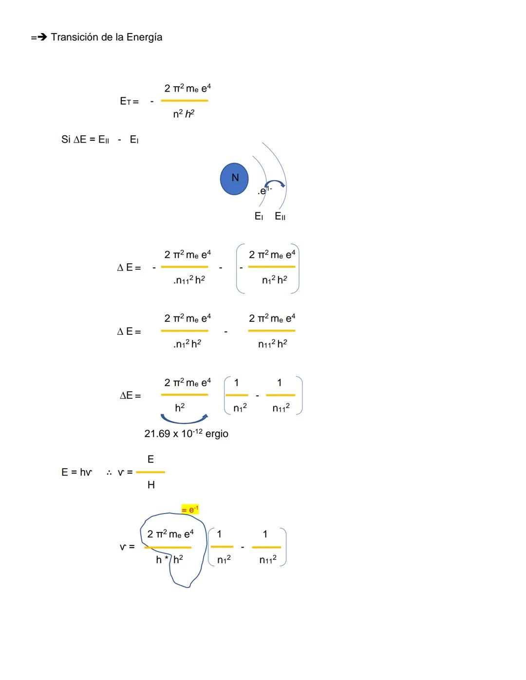 → Modelo de Bohr para el átomo de Hidrógeno
En 1911 ya se habían sentado las bases del siguiente paso gigantesco en la evolución del
concep