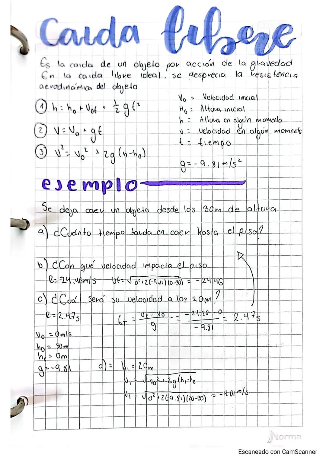 # Caida fibere
Es la caida de un objeto por acción de la gravedad
En la caida libre ideal, se desprecia la vesistencia
aerodinámica del obj