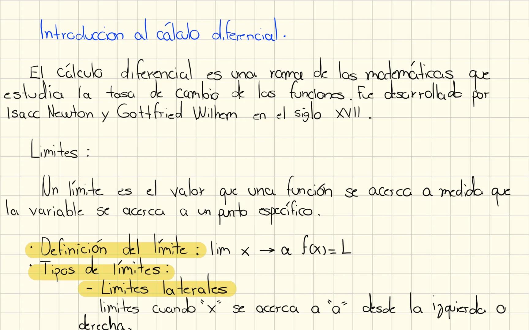 Introduccion al cálculo diferencial.
El cálculo diferencial es una rame de las matemáticas que
estudia la tasa de cambio de las funciones.