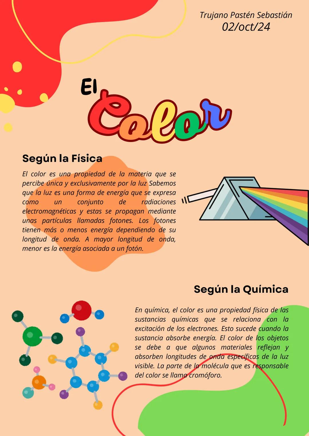 Trujano Pastén Sebastián
02/oct/24
ΕΙ
Calor
Según la Física
como
El color es una propiedad de la materia que se
percibe única y exclusivamen
