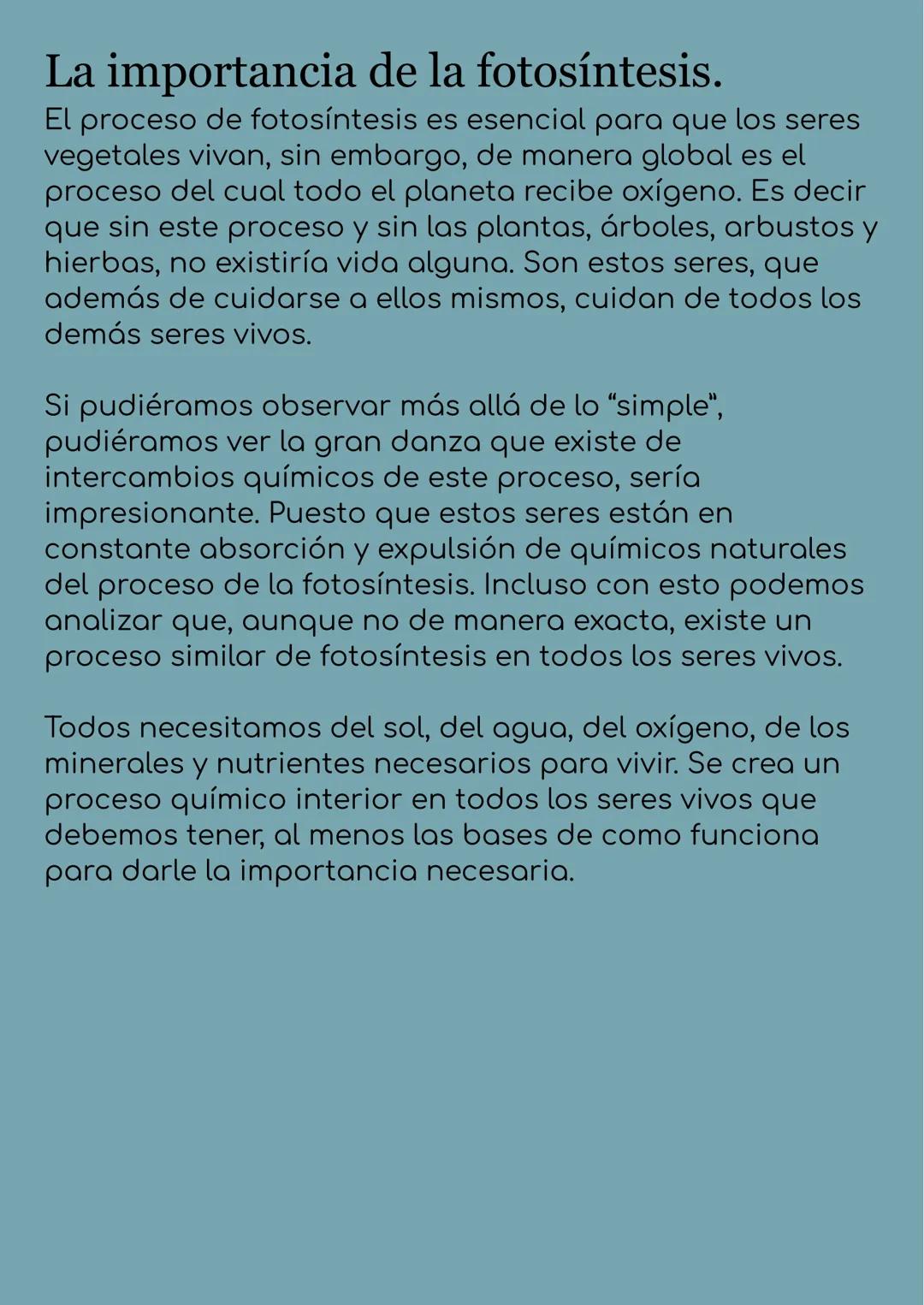 # La fotosíntesis y
su importancia
## Historia de la fotosíntesis
El proceso de fotosíntesis es tan ancestral que estuvo
mucho antes de lo