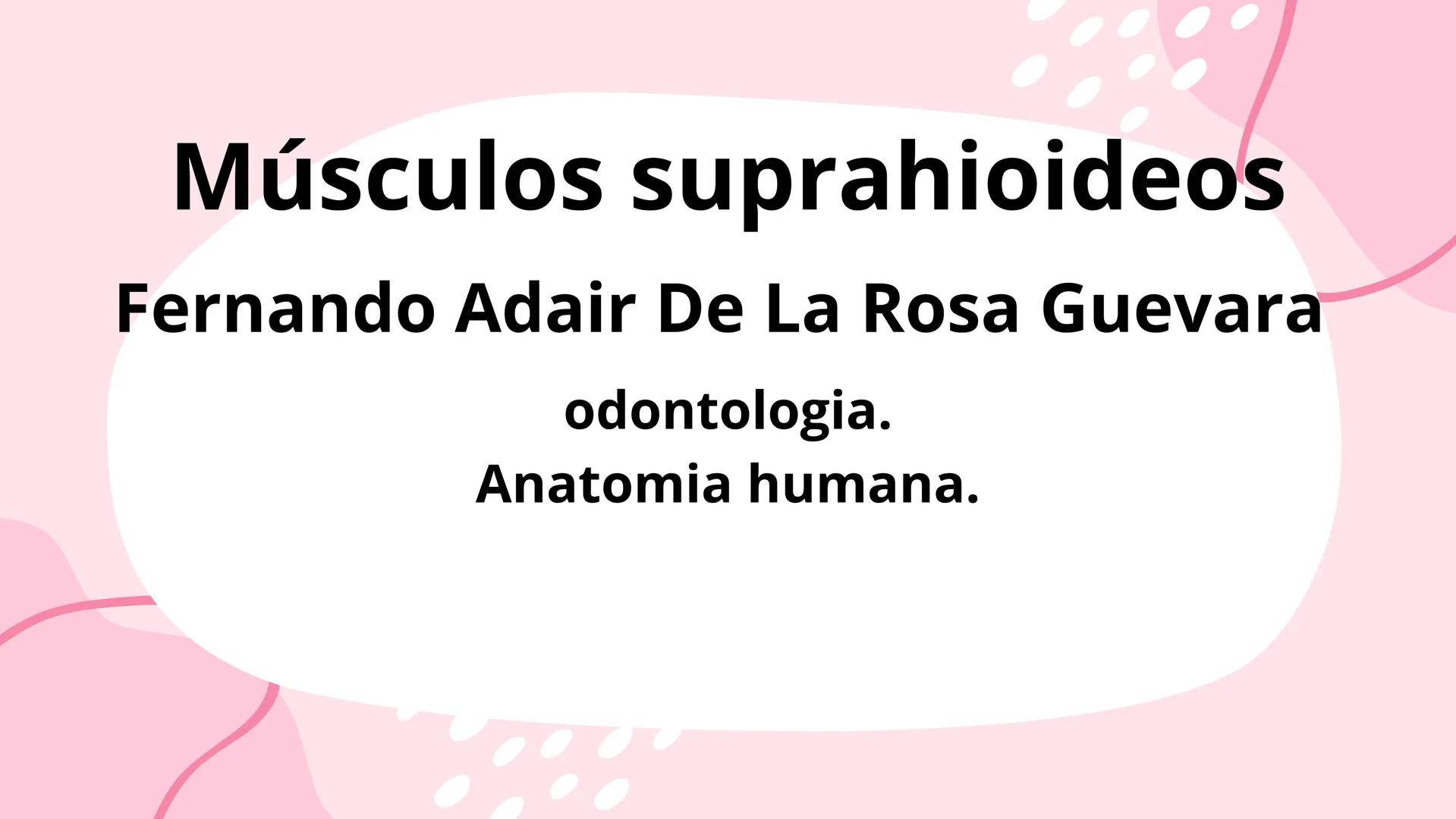 # Músculos suprahioideos
Fernando Adair De La Rosa Guevara
odontologia.
Anatomia humana. Los músculos suprahioideos son cuatro músculos s