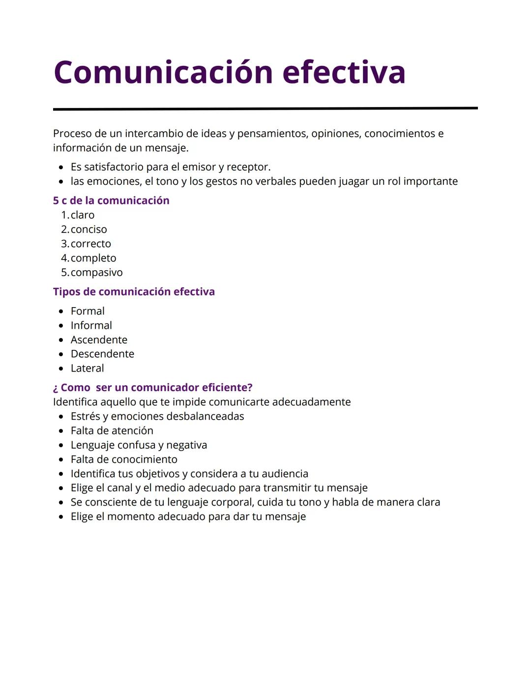 # Comunicación efectiva
Proceso de un intercambio de ideas y pensamientos, opiniones, conocimientos e
información de un mensaje.
• Es sati