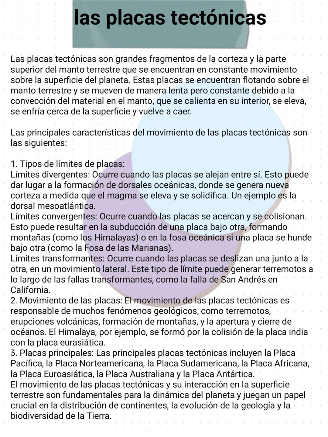 # las placas tectónicas
Las placas tectónicas son grandes fragmentos de la corteza y la parte
superior del manto terrestre que se encuentra