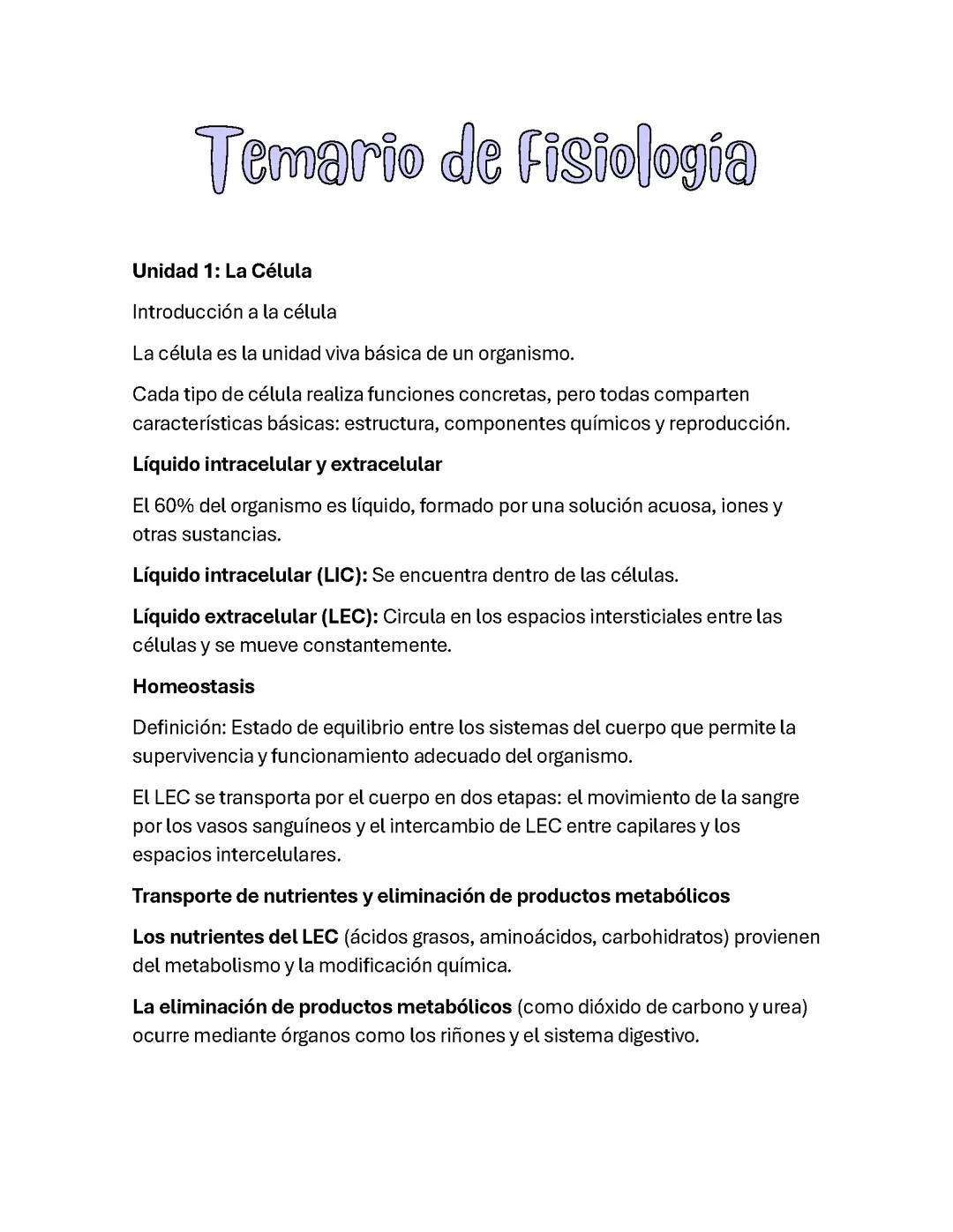 Temas generales de la Fisiología