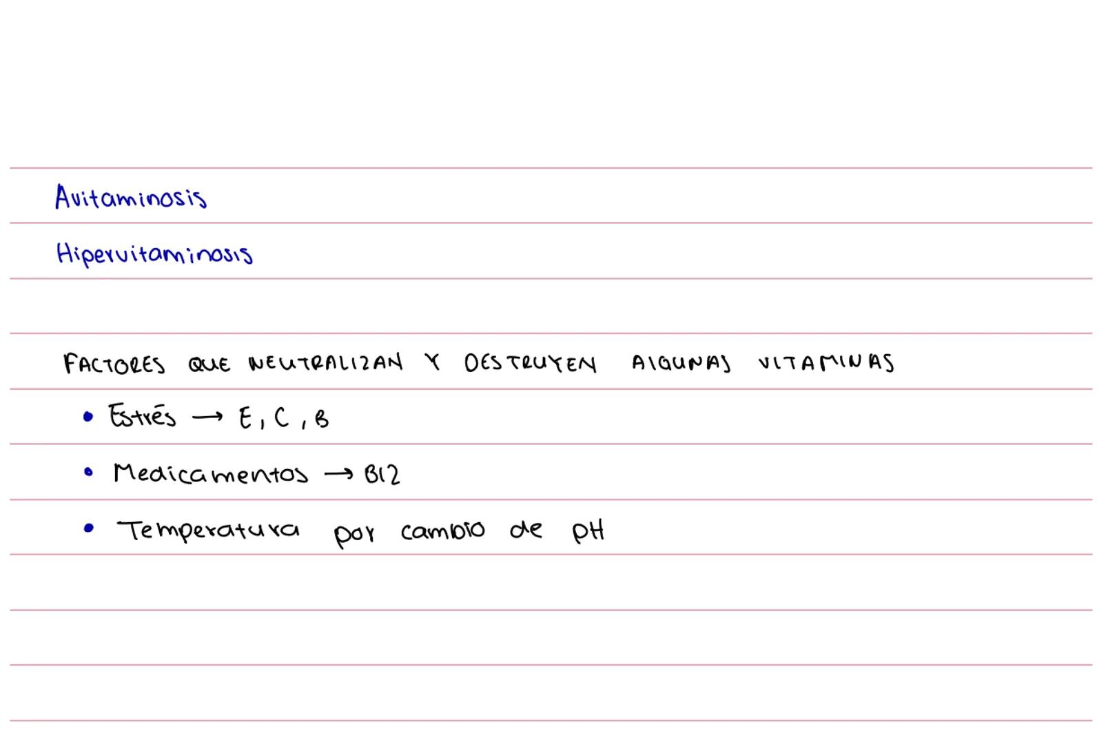 Avitaminosis
Hipervitaminosis
FACTORES QUE NEUTRALIZAN Y DES TRUYEN ALGUNAS VITAMINAS
* Estrés E, C, B
Medicamentos B12
*
Tempera