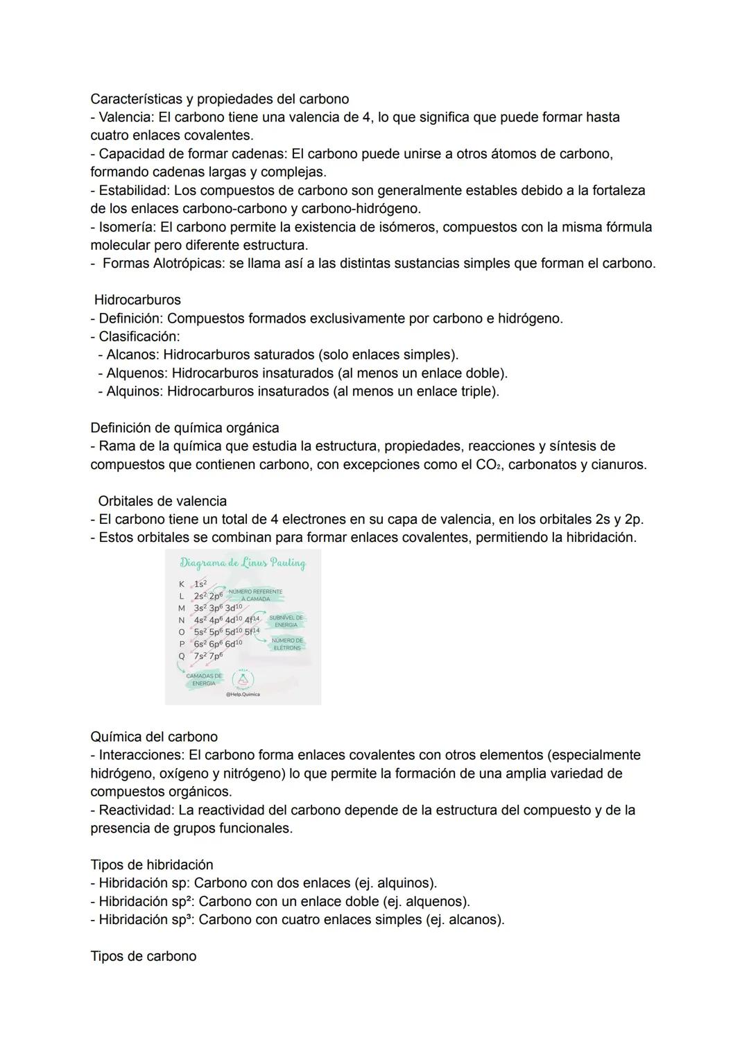 Características y propiedades del carbono
- Valencia: El carbono tiene una valencia de 4, lo que significa que puede formar hasta
cuatro enl