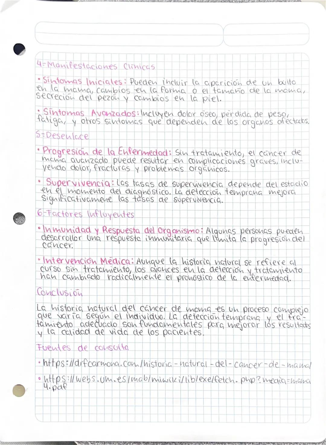 # Historia natural del cáncer de mama.
La historia natural del cancer de mama es muy dificil de conocer
porque ante un paciente con esta en