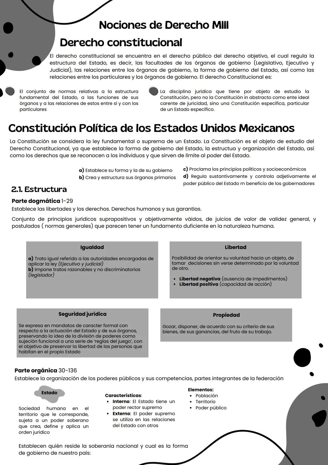 # Nociones de Derecho MIll
# Derecho constitucional
El derecho constitucional se encuentra en el derecho público del derecho objetivo, el