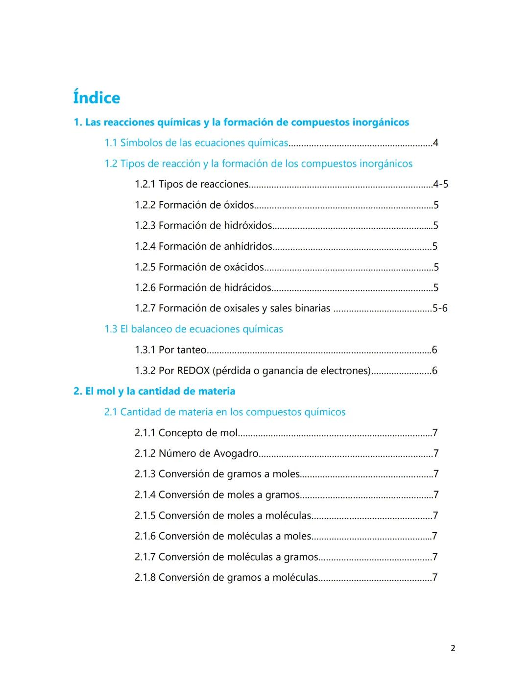 GUIA DE ESTUDIO
QUIMICA II
Claudia Valentina Alfaro Ramírez 3°C
Asesorías Académicas
1 Índice
1. Las reacciones químicas y la formación de c