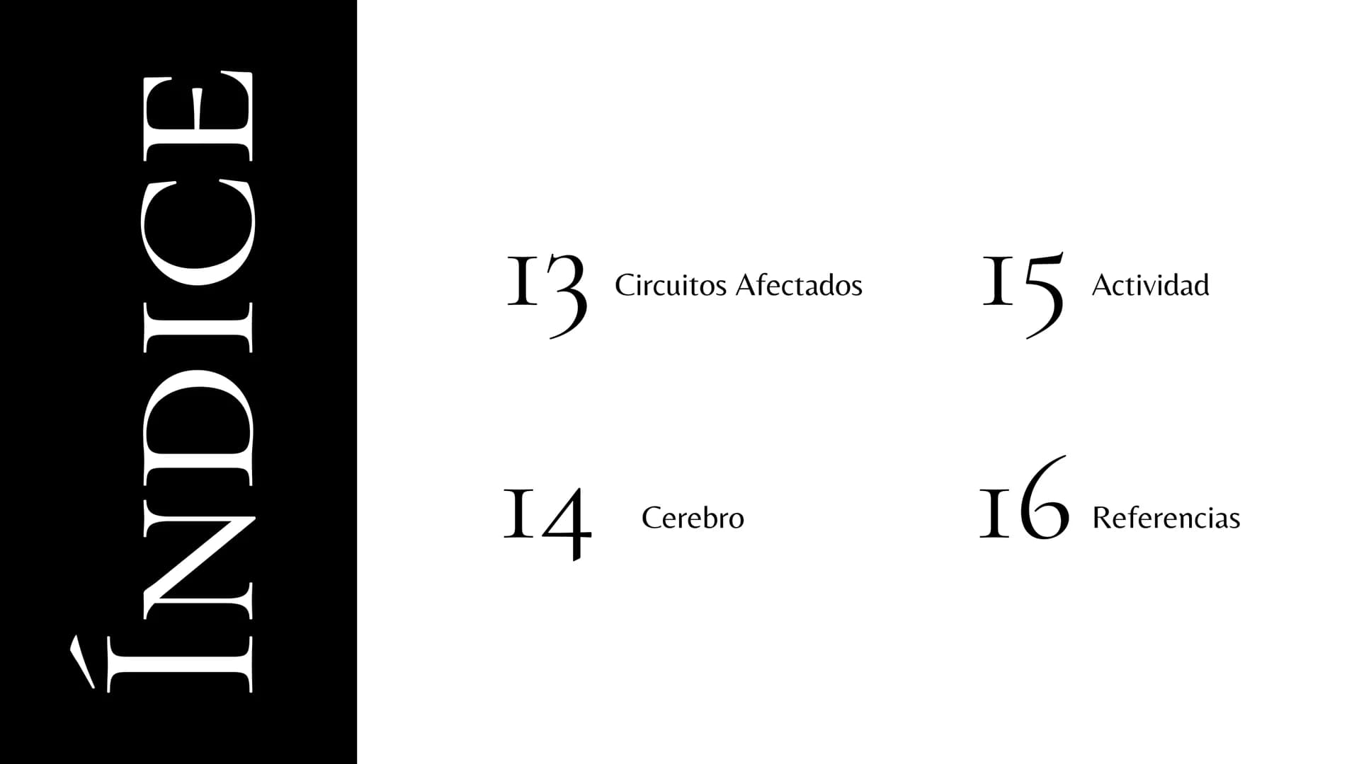 DEPRESIÓN ÍNDICE
05 ¿Qué es?
09 Factores de Riesgo
06 Tipologías
10 Desarrollo
07 Tipos
II Enfermedades
Relacionadas
08 Síntomas
12