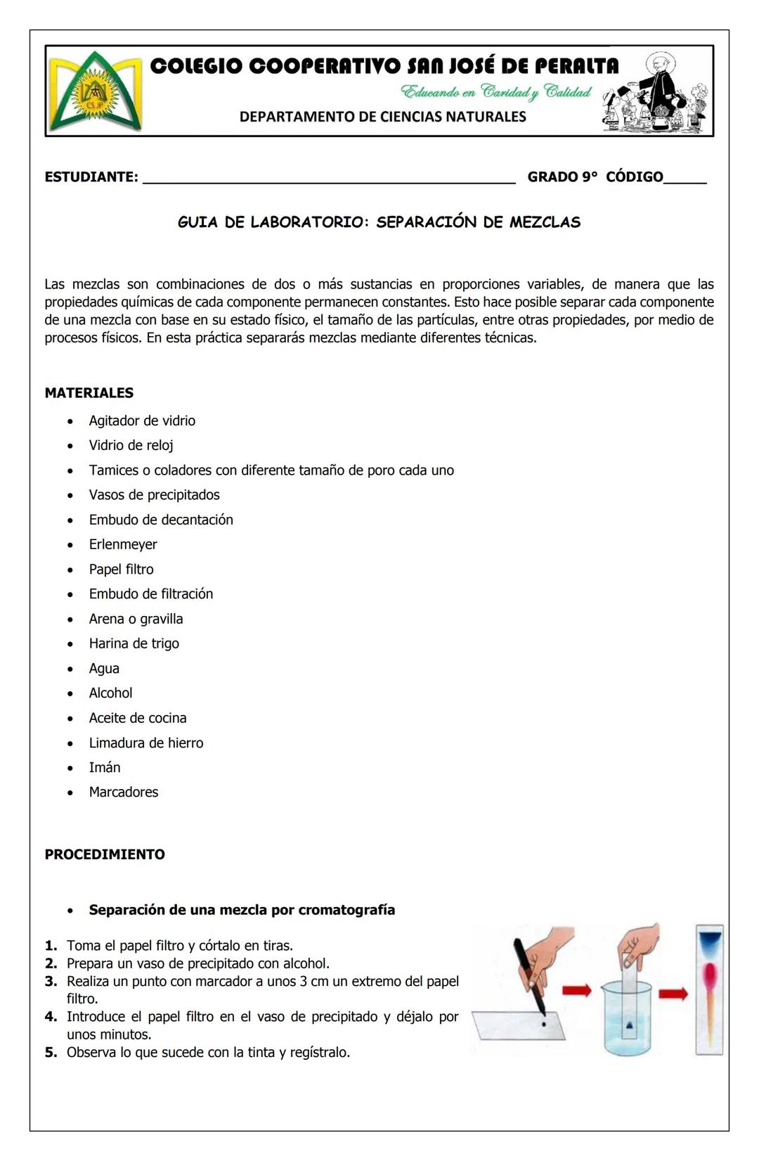 # COLEGIO COOPERATIVO SAN JOSÉ DE PERALTA
Educando en Caridad y Calidad
DEPARTAMENTO DE CIENCIAS NATURALES
ESTUDIANTE: ____________________