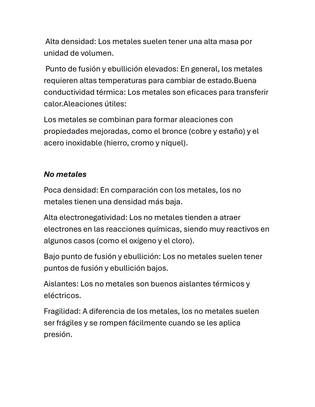 Metaloides
Conductividad intermedia:
Los metaloides, como el silicio y el germanio, no conducen
electricidad tan bien como los metales, pe