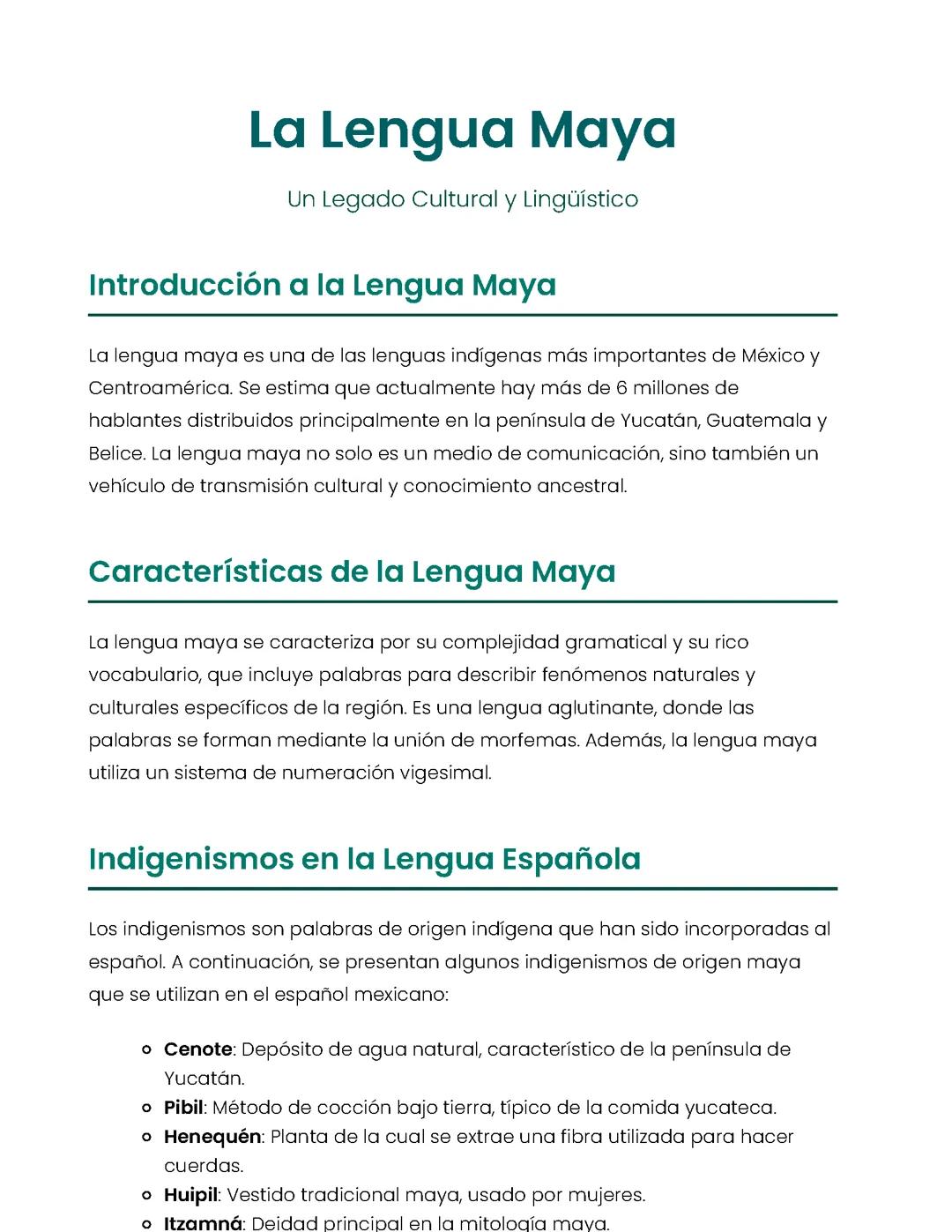 La Lengua Maya: Un Legado Vivo