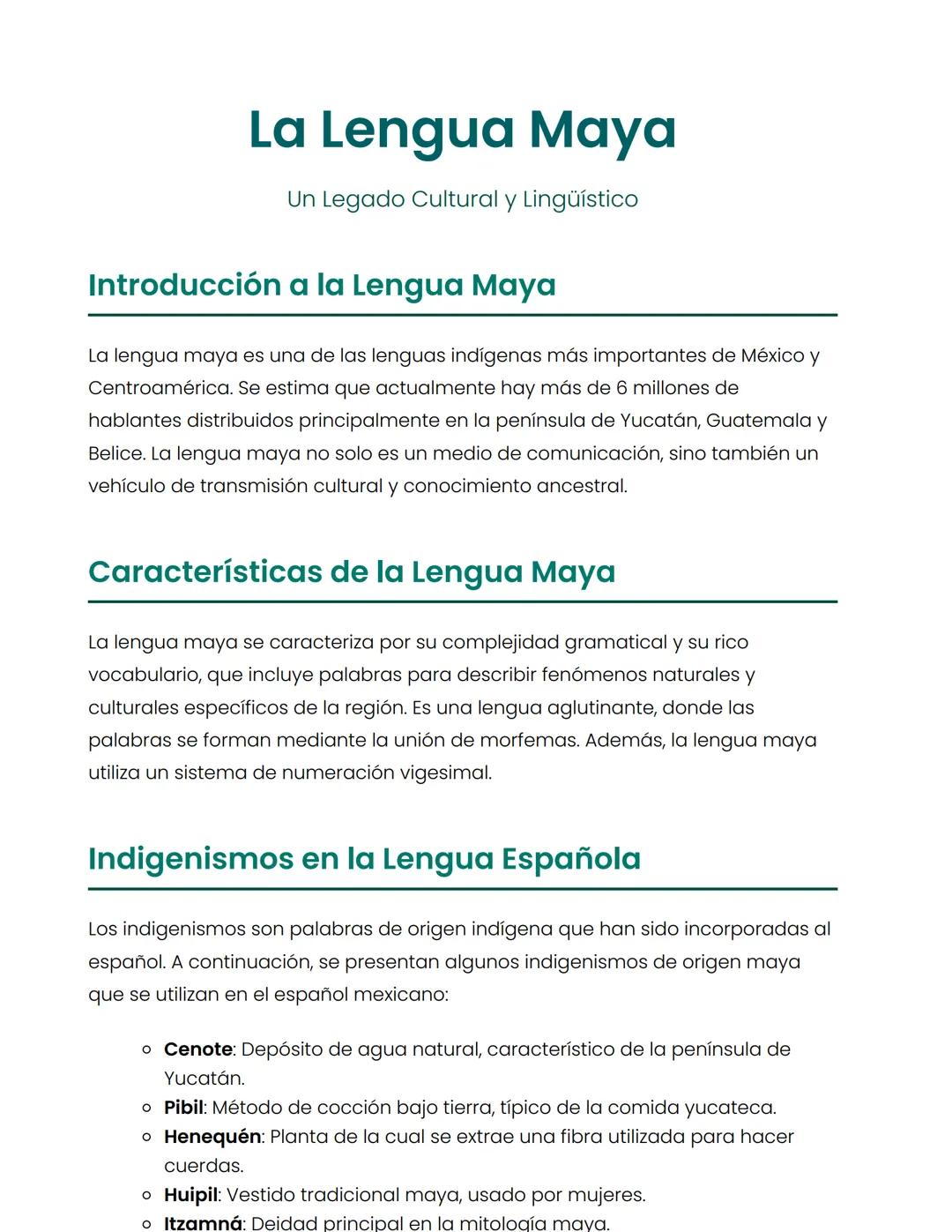 La Lengua Maya
Un Legado Cultural y Lingüístico
Introducción a la Lengua Maya
La lengua maya es una de las lenguas indígenas más importantes