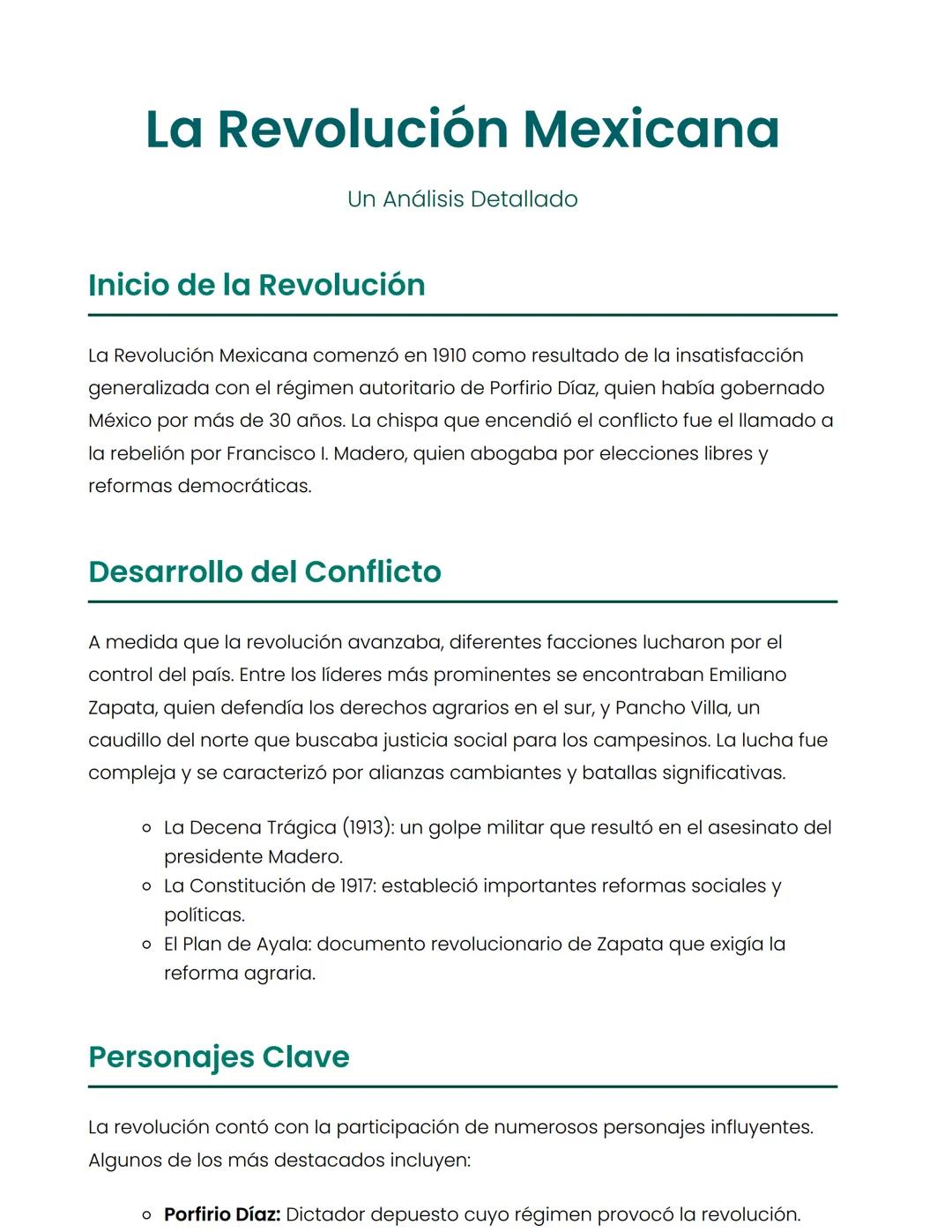 La Revolución Mexicana
Un Análisis Detallado
Inicio de la Revolución
La Revolución Mexicana comenzó en 1910 como resultado de la insatisfacc