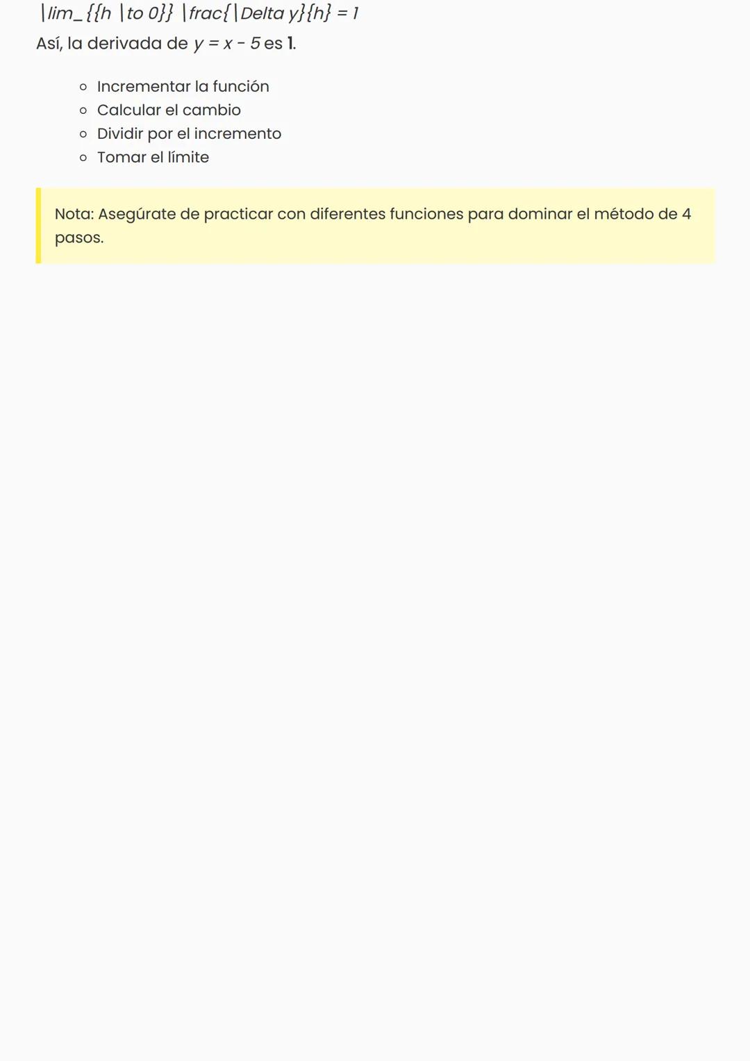 # Derivadas: Método de 4 Pasos
Introducción al Método de 4 Pasos
El método de 4 pasos es una técnica sistemática para calcular la derivada