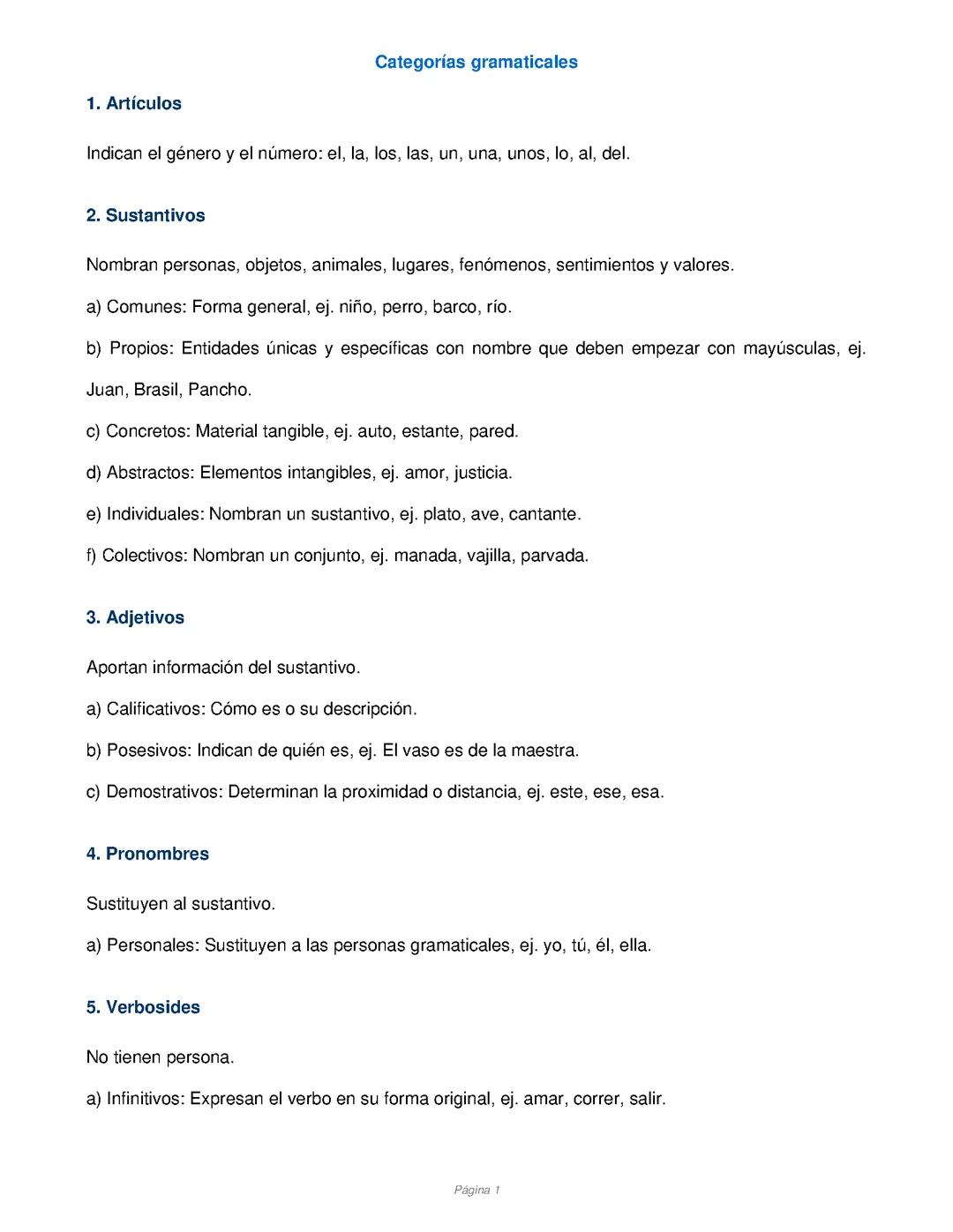 Categorías gramaticales