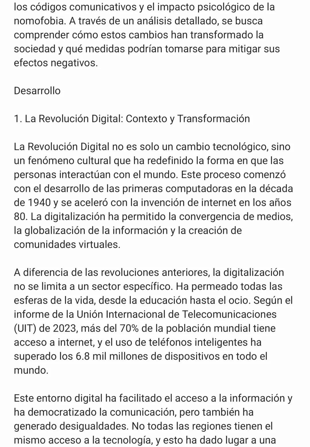 # Las Consecuencias de la Revolución
Digital: Comunicación y Nomofobia
Introducción
A lo largo de la historia, la humanidad ha experimenta