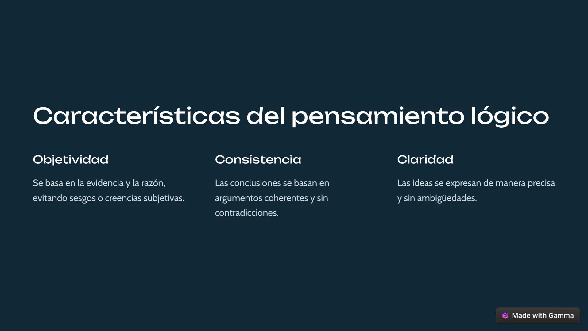 Pensamiento
Lógico
El pensamiento lógico es una habilidad fundamental. Permite analizar
información de manera estructurada, identificar patr