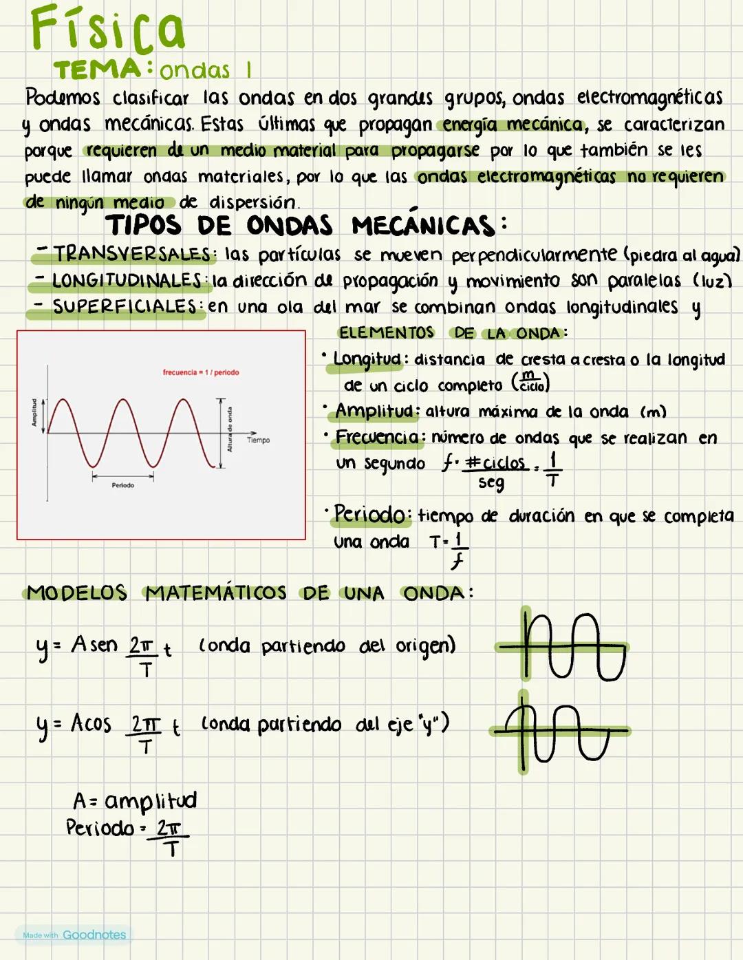 # Física
TEMA: ondas I
Podemos clasificar las ondas en dos grandes grupos, ondas electromagnétic as
y ondas mecánicas. Estas últimas que p