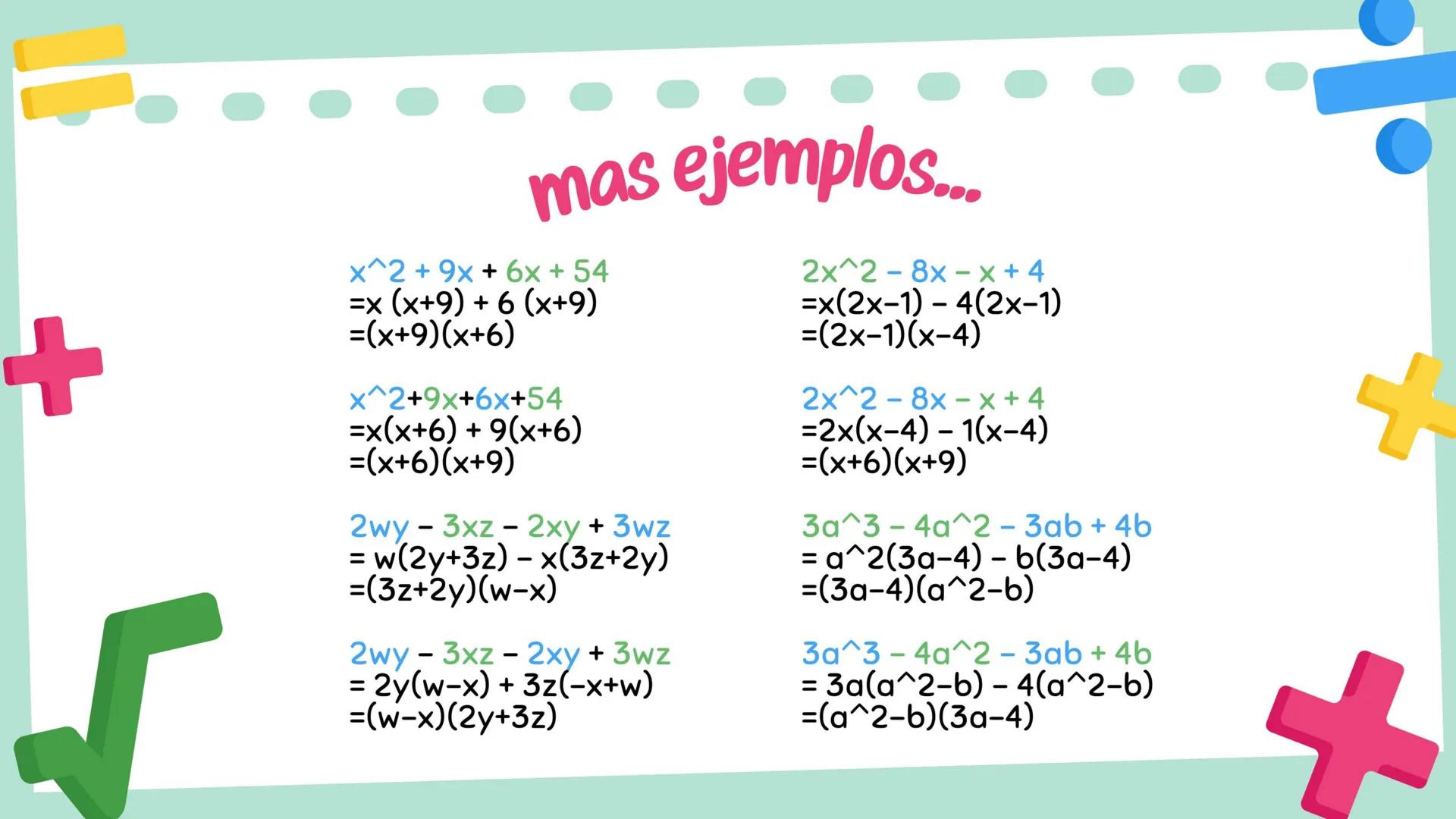 Factorizacion de
cuatrinomios
por agrupacion
@ ximenapre_nuoux Que es?
Cuando tenemos una expresión
☆ algebraica de 4 términos que no
tiene