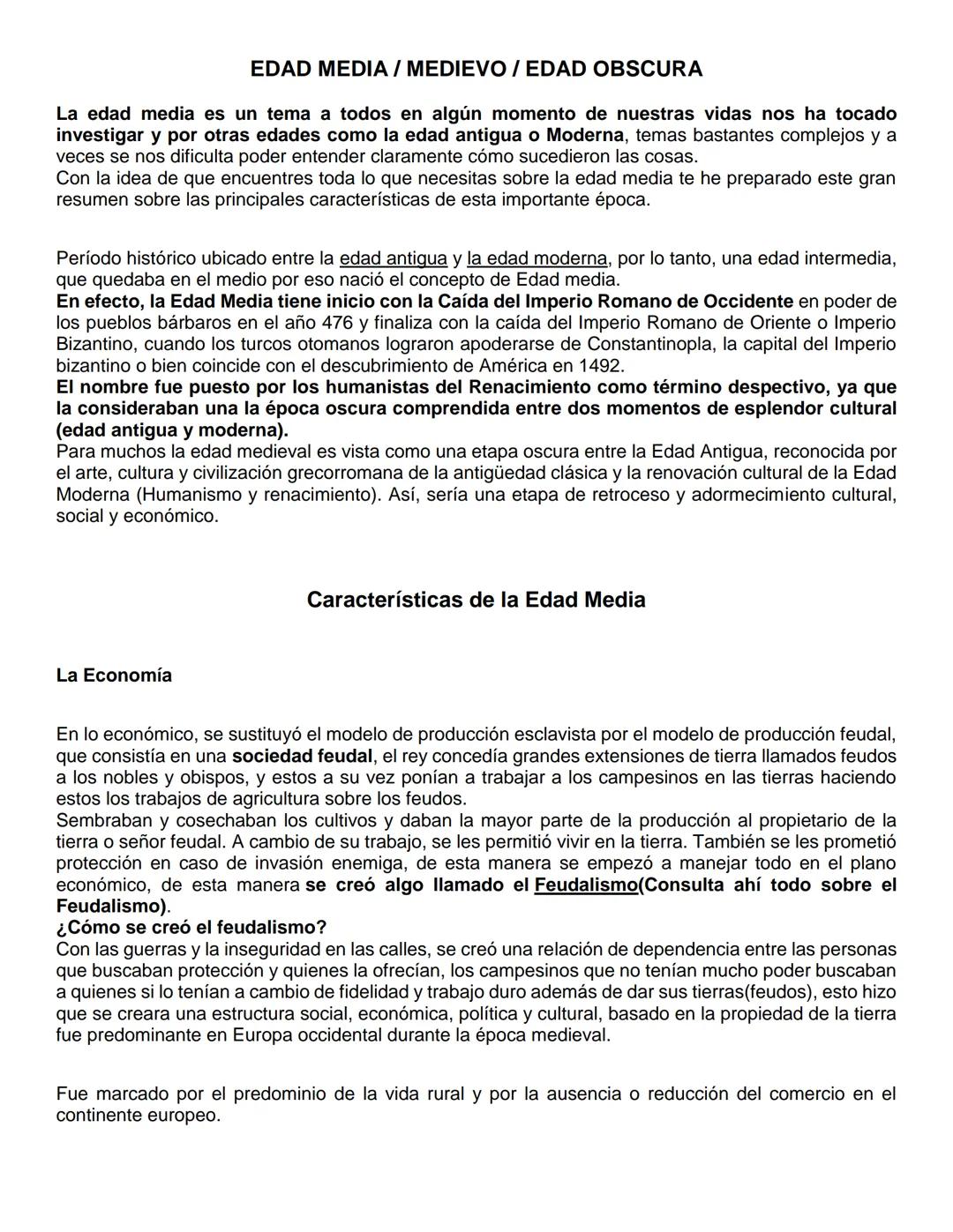 EDAD MEDIA / MEDIEVO / EDAD OBSCURA
La edad media es un tema a todos en algún momento de nuestras vidas nos ha tocado
investigar y por otra