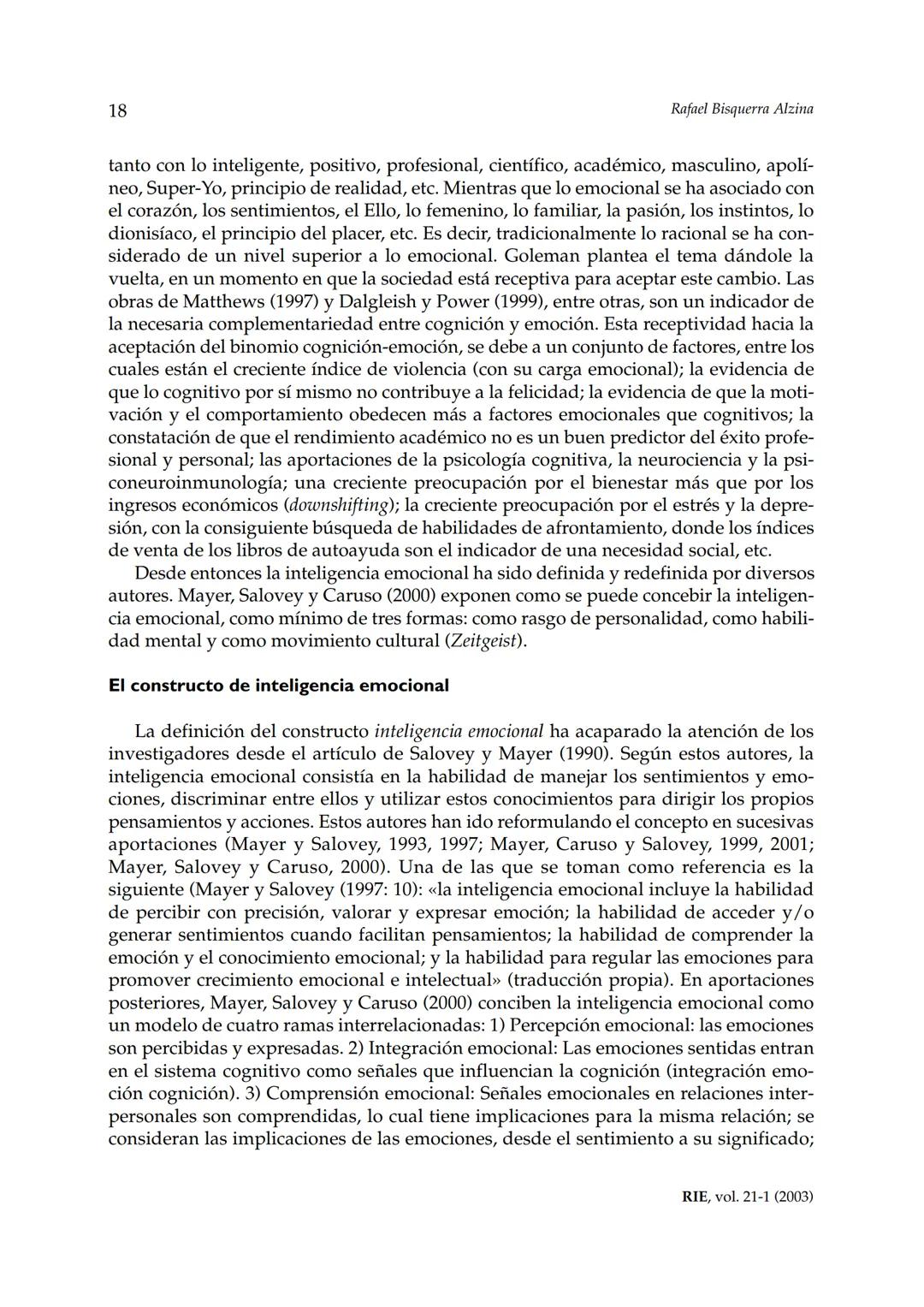 Revista de Investigación Educativa, 2003, Vol. 21, n.º 1, págs. 7-43
EDUCACIÓN EMOCIONALY COMPETENCIAS
BÁSICAS PARA LA VIDA
Rafael Bisquer