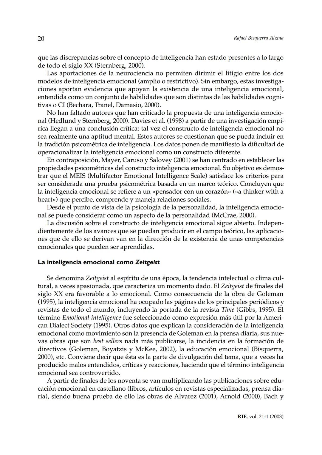 Revista de Investigación Educativa, 2003, Vol. 21, n.º 1, págs. 7-43
EDUCACIÓN EMOCIONALY COMPETENCIAS
BÁSICAS PARA LA VIDA
Rafael Bisquer