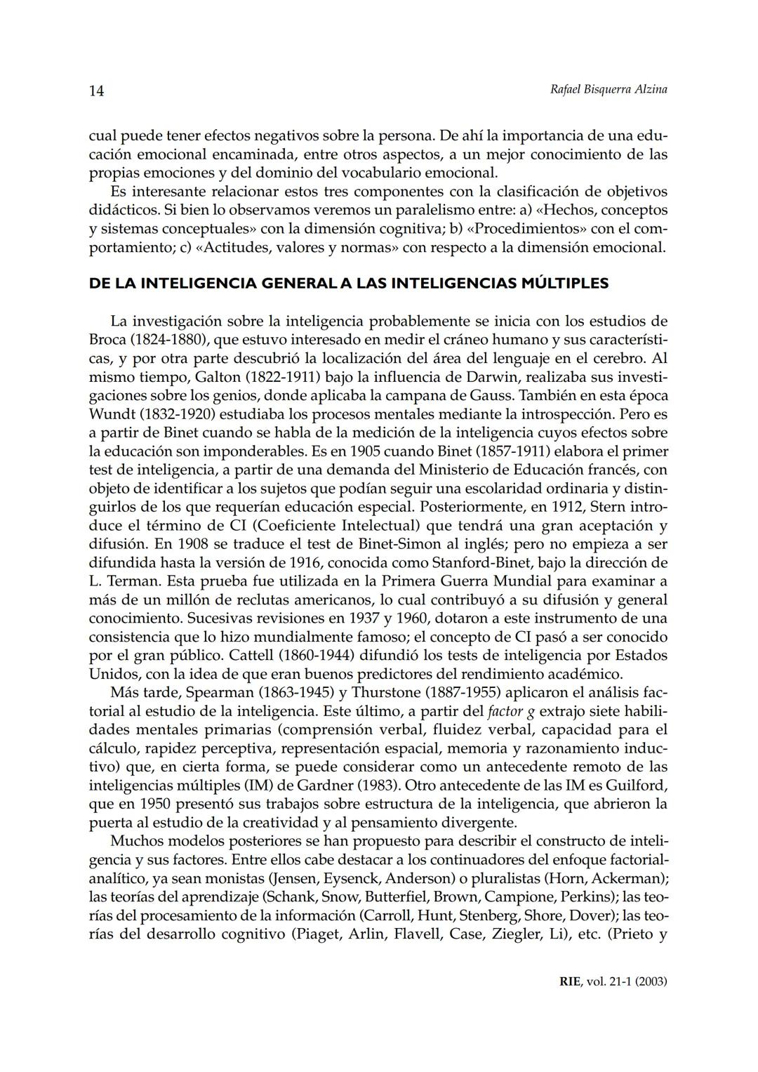 Revista de Investigación Educativa, 2003, Vol. 21, n.º 1, págs. 7-43
EDUCACIÓN EMOCIONALY COMPETENCIAS
BÁSICAS PARA LA VIDA
Rafael Bisquer