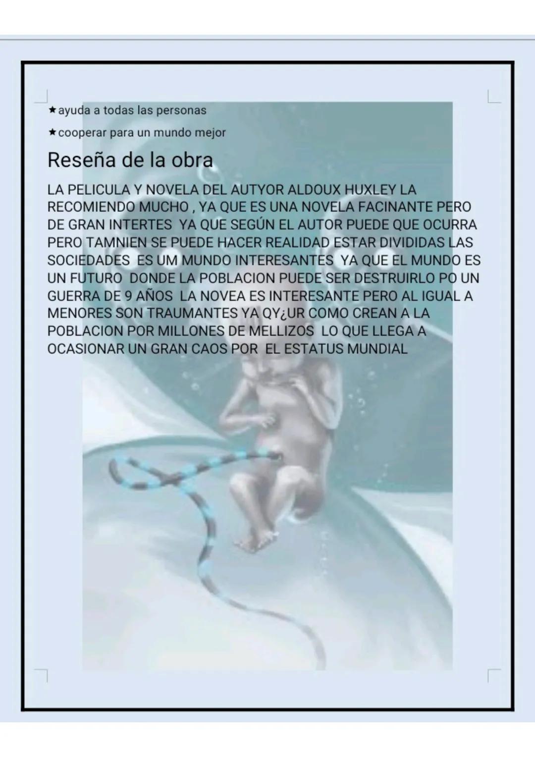 MUNDO FELIZ
ALDOUS HUXLEY
MRTA: DEISY ESPERANZA GUSMAN
TORRES
PROYECTO FINAL
1 SEMESTRE 3 PARCIAL
KIPSIA ESTRELLA ANTONIO
DIAZ # A QUE G